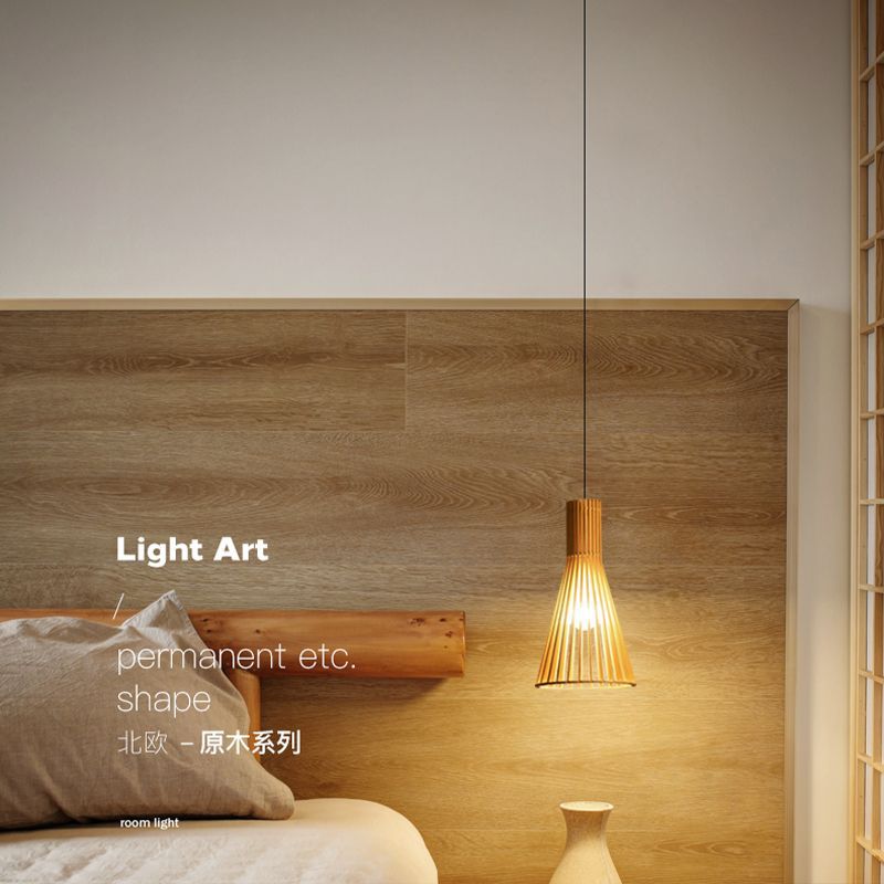 Wood art chandelier bedside Japanese Zen homestay bedroom study log smart bedside chandelier medium ancient style chandelier