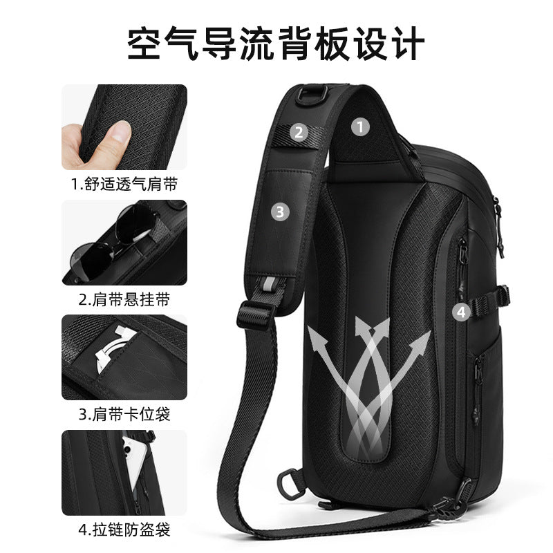 Off-road men's breast bag, tactical shoulder bag, outdoor sports waterproof messenger bag, large-capacity new casual men's backpack