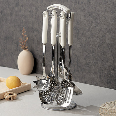 304 stainless steel ceramic handle spatula suit kitchen cooking all-in-one combination stainless steel spoon colander wholesale