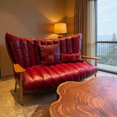 Casual chair first layer cowhide tea room owner chair medieval style oil wax leather single chair accessible luxuryretro double sofa chair