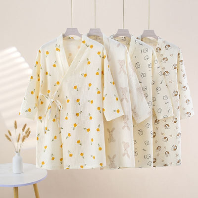 Class a pure cottonkids pajamassummer thin bath towel bathrobe baby cartoon home clothes nightgown air conditioning clothes yh
