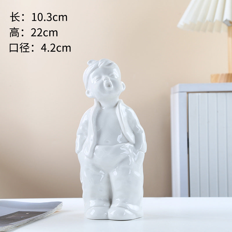 陶瓷花瓶套装摆件家居客厅插花现代花器三件套白色花瓶装饰摆设瓶