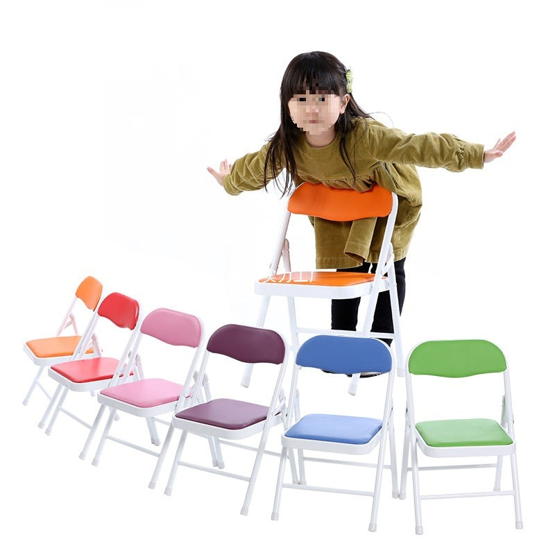 Children's small folding chair Solomon folding stool Children's back chair Kindergarten seat Metal portable chair