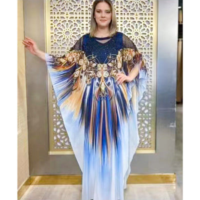 Aliexpress fashion cross-border export africa plus size women's printed two-piece set gradient color dress
