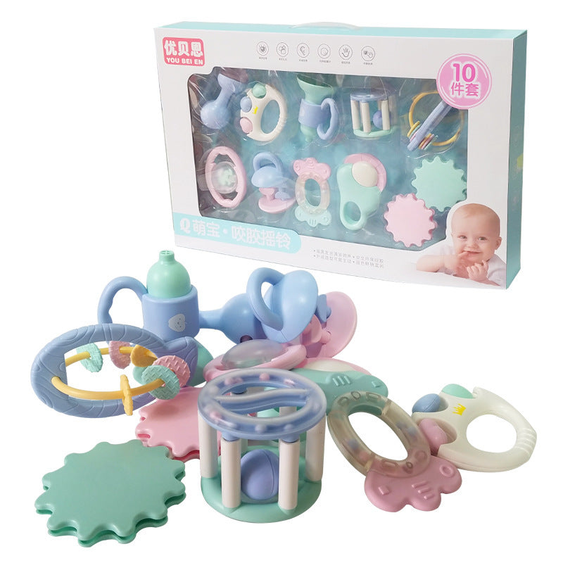 Baby educational rattle toy hand rattle child toothpaste can bite and grab the ball baby grinding teeth newborn gift box