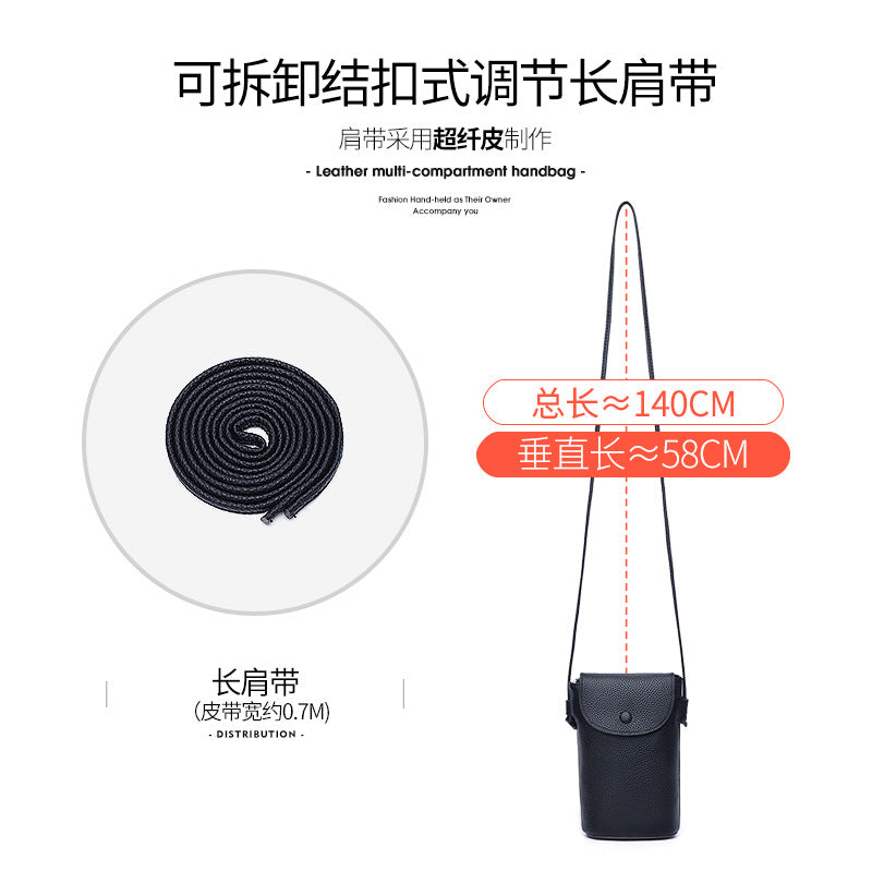 Casual leather large-capacity mobile phone bag women's 2025 new anti-theft cowhide shoulder bag versatile small messenger women's bag