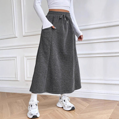Pre-sale-72680# cross-border foreign trade women's fashion ins autumn and winter versatile casual elastic waist skirt