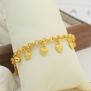 Middle eastern elegant heart pendant gold-plated bracelet for women, sister matching set, christmas gift, wedding party