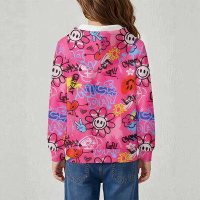 Kids' hoodie jacket, cross-border hot seller: cute cartoon print fashion zip-up hoodie for girls, dropshipping available