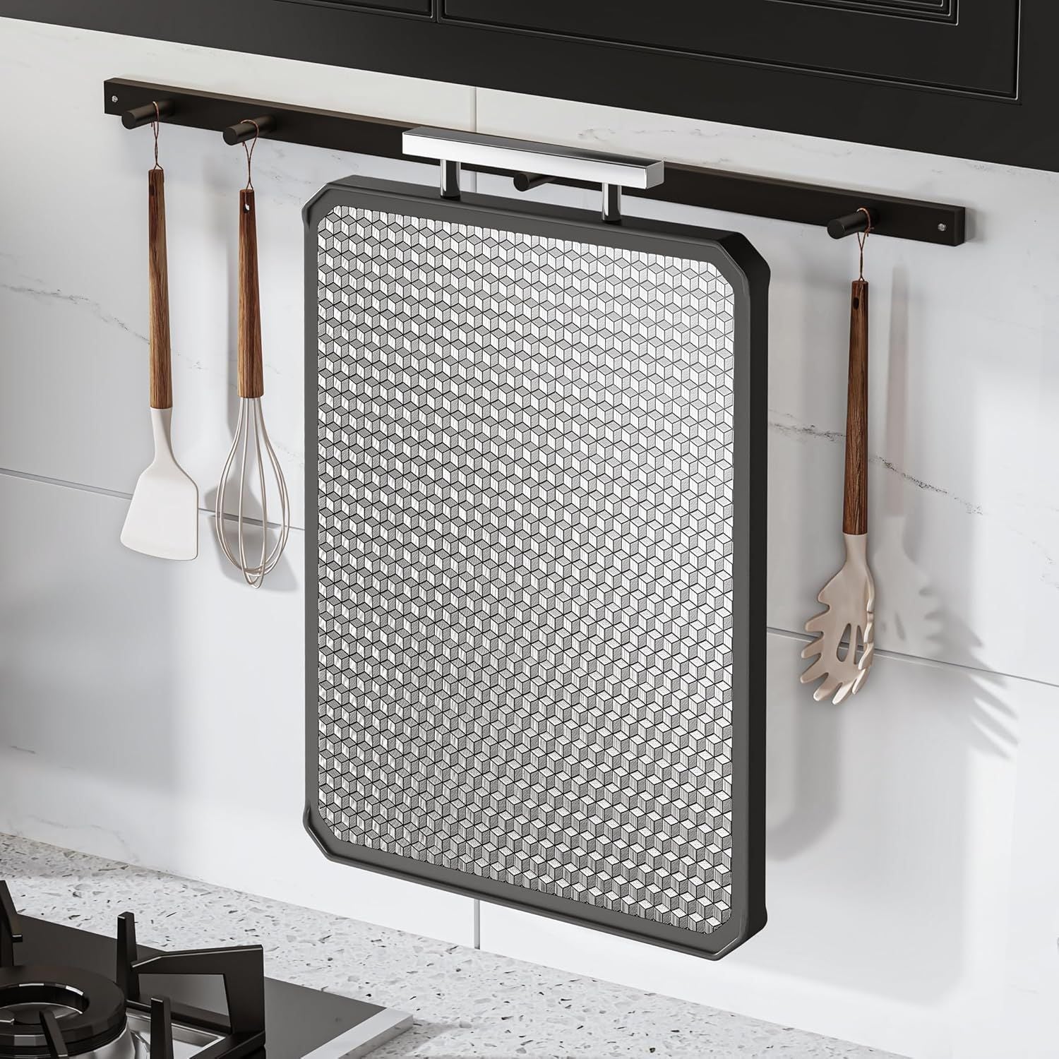 stainless steel chopping board antibacterial and mildew-proof household double-sided wheat straw with knife sharpener brick and stone pattern cutting board