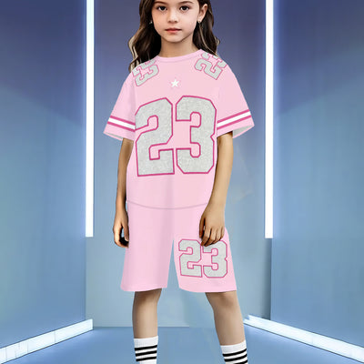 wholesale girls' short-sleeve and shorts sets, fashionable spring, summer, and autumn outfits for girls