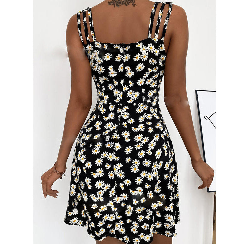 Spot, European and American  women's  skirt, sexy sleeveless summer  suspender dress women