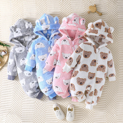 new autumn/winter hot-selling bear hooded romper - long sleeve onesie for baby boys and girls - direct from the manufacturer