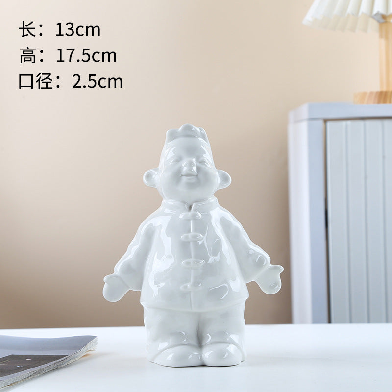 陶瓷花瓶套装摆件家居客厅插花现代花器三件套白色花瓶装饰摆设瓶