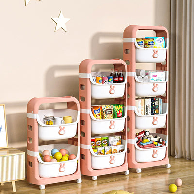 Toy storage rack - home cartoon snack cart - kids' bedroom & living room mobile multi-tier organizer