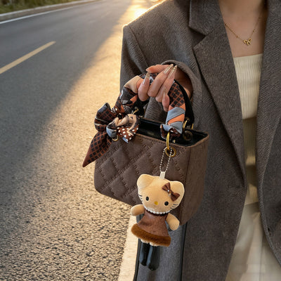 2025 fall/winter new women's handbag - vintage argyle design, light luxury, high-end, stylish commuter shoulder bag