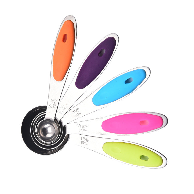 10-Piece set of baking tools, silicone insulation, stainless steel measuring cup, measuring spoon, 5-piece set, cake raw material measuring spoon, measuring spoon