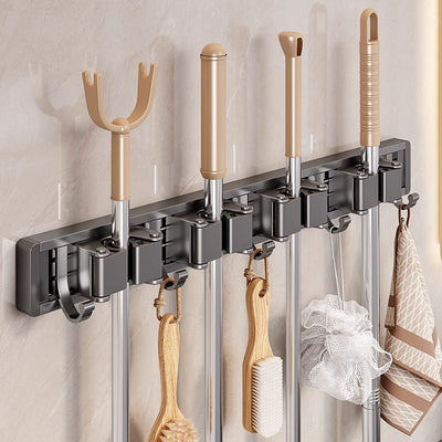 Bathroom bathroom punch-free strong mop wall hanging clip handy gadget fixed hook buckle broom storage storage rack