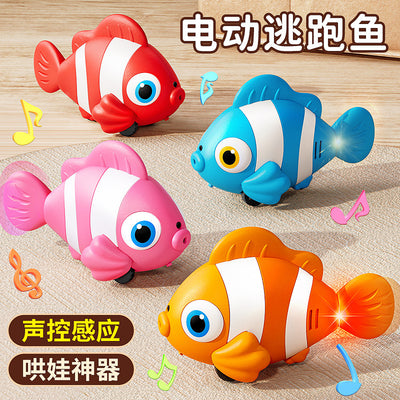 Electric simulation fish automatic sensor to avoid clownfish swing and move educational zoology crawling and chasing kids toys