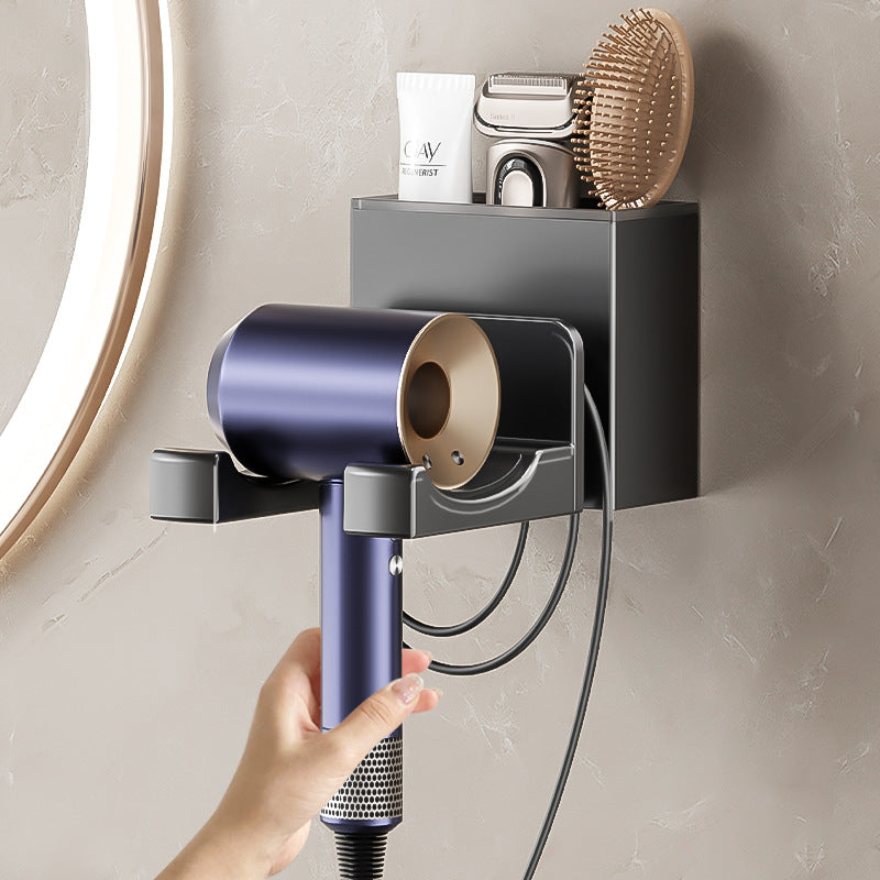 Space aluminum hair dryer rack, no punching, lazy hair dryer bracket, wall hanging, wall storage artifact