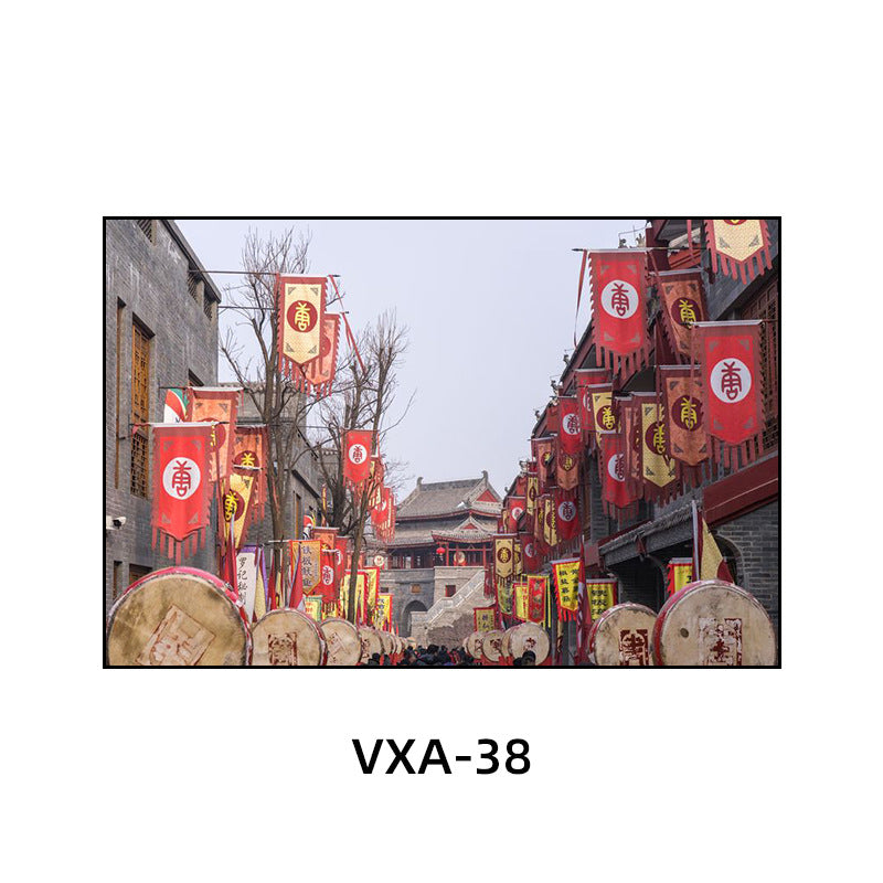 陕西装饰画西安长安古城风景建筑面馆挂画美食餐厅饭店包厢壁画