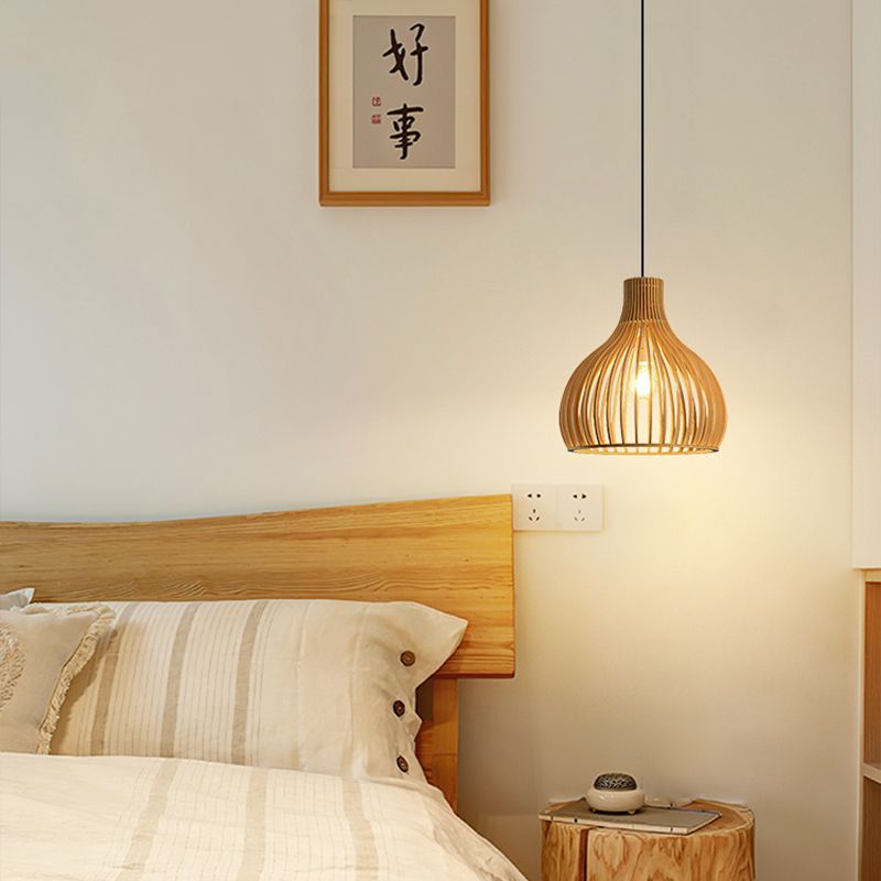 Wood art chandelier bedside Japanese Zen homestay bedroom study log smart bedside chandelier medium ancient style chandelier