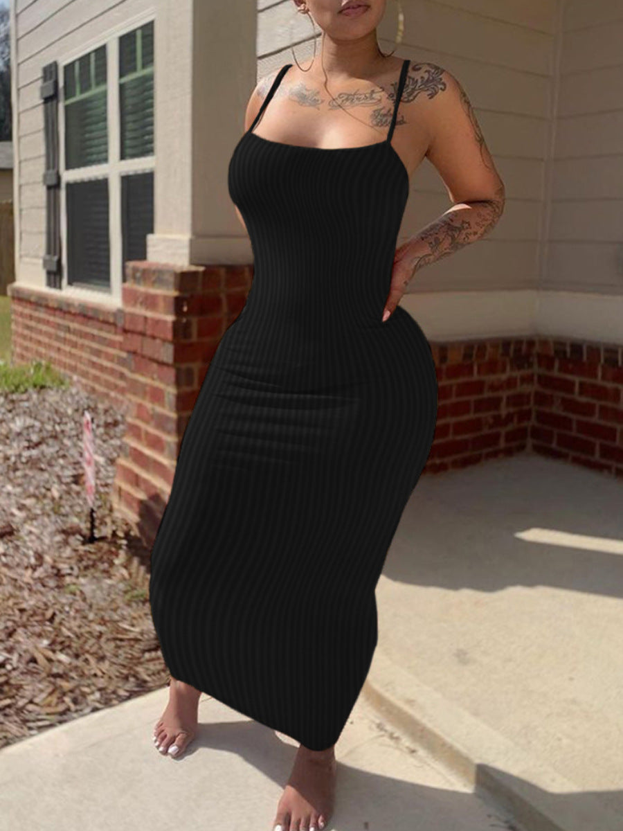 Spot sexy suspender tube top hip-wrapped dress women's Europe, America,   solid color versatile dress