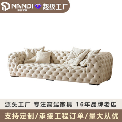 Foshan source factory personalized cream style buckle fabric sofa art scandinavian large and small apartment house model room furniture