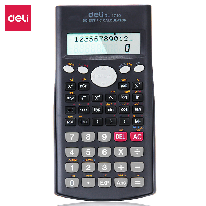 Deli 1710 Science Function Calculator Computer Middle School Student Exam Supplies, Double Line Display Student Supplies