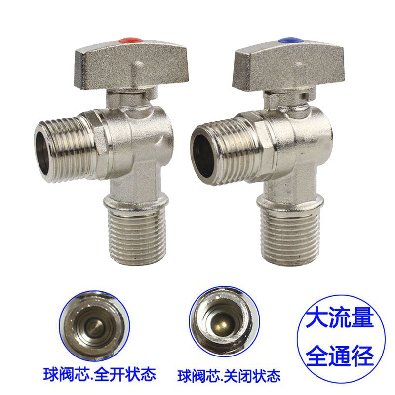 Angle valve large flow wholesale batch copper brass 304 stainless steel 4 points full open ball valve ball core triangle valve