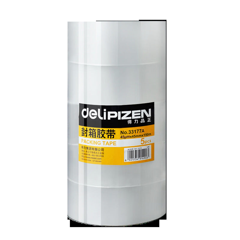 Deli 33177A transparent wide tape express packing tape 4.5cm large roll sealing tape sealing tape wholesale