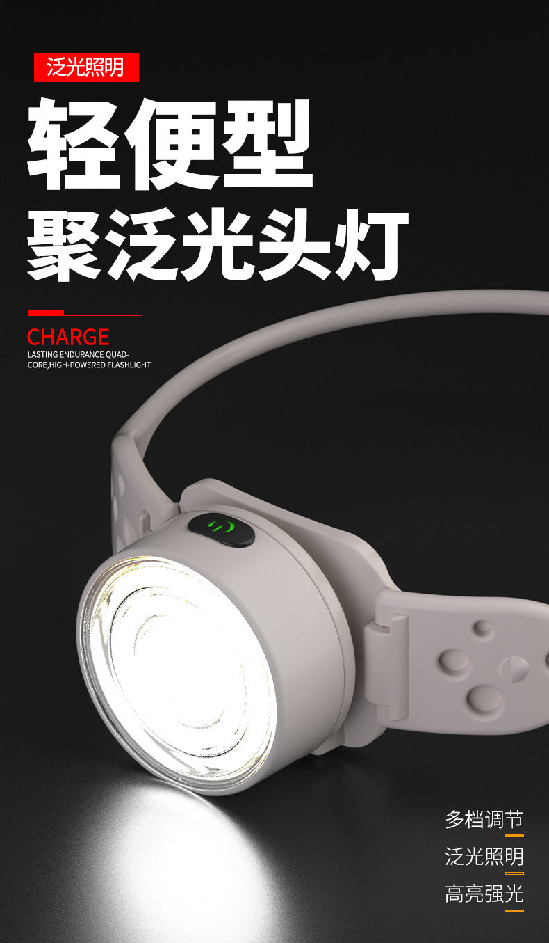 Cross-border new four-light source LED headlight USB charging outdoor running and riding red and blue warning silicone portable headlight