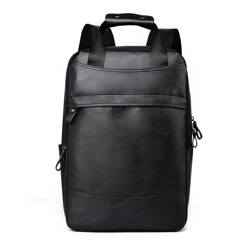 Cross-border men's backpack large-capacity business leather computer bag trendy fashion travel backpack student schoolbag