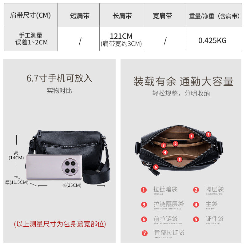 Fashion versatile women's shoulder bag 2025 new spring and summer casual lightweight nylon leather messenger mini