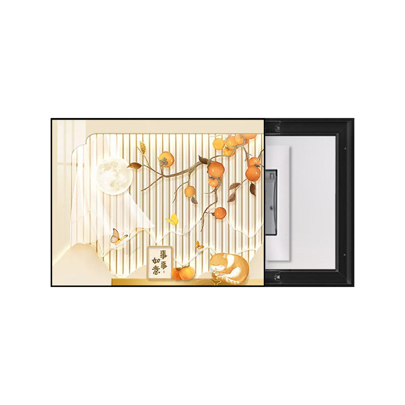 Persimmon Ruyi meter box decorative painting cream wind free punching distribution box multimedia switch box mural