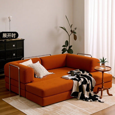 Multi-stay vacuum compression second-hand teddy modular fabric sofa small apartment living room foldable dual-purpose floor-standing sofa bed