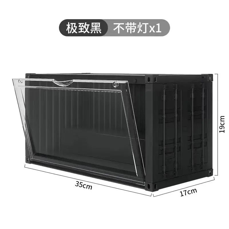 集装箱泡泡玛特展示架盲盒收纳盒带灯防尘柜子手办娃娃展示盒定制