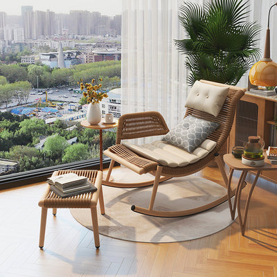 Rocking chair recliner lazy sofa adult sleeping casual balcony rattan sofa chair popular outdoor rocking chair