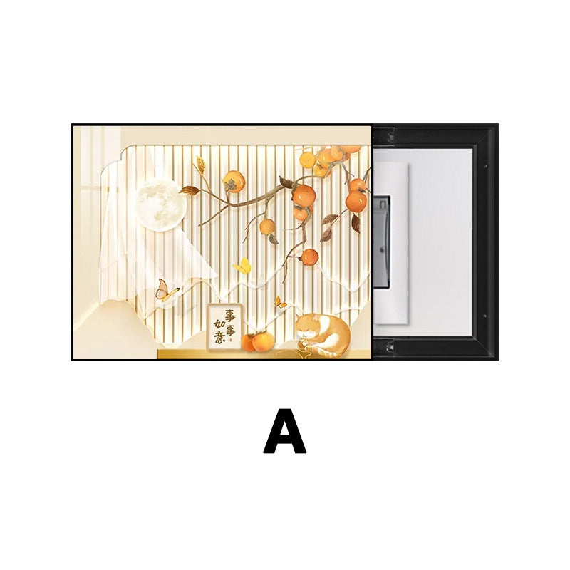 Persimmon Ruyi meter box decorative painting cream wind free punching distribution box multimedia switch box mural