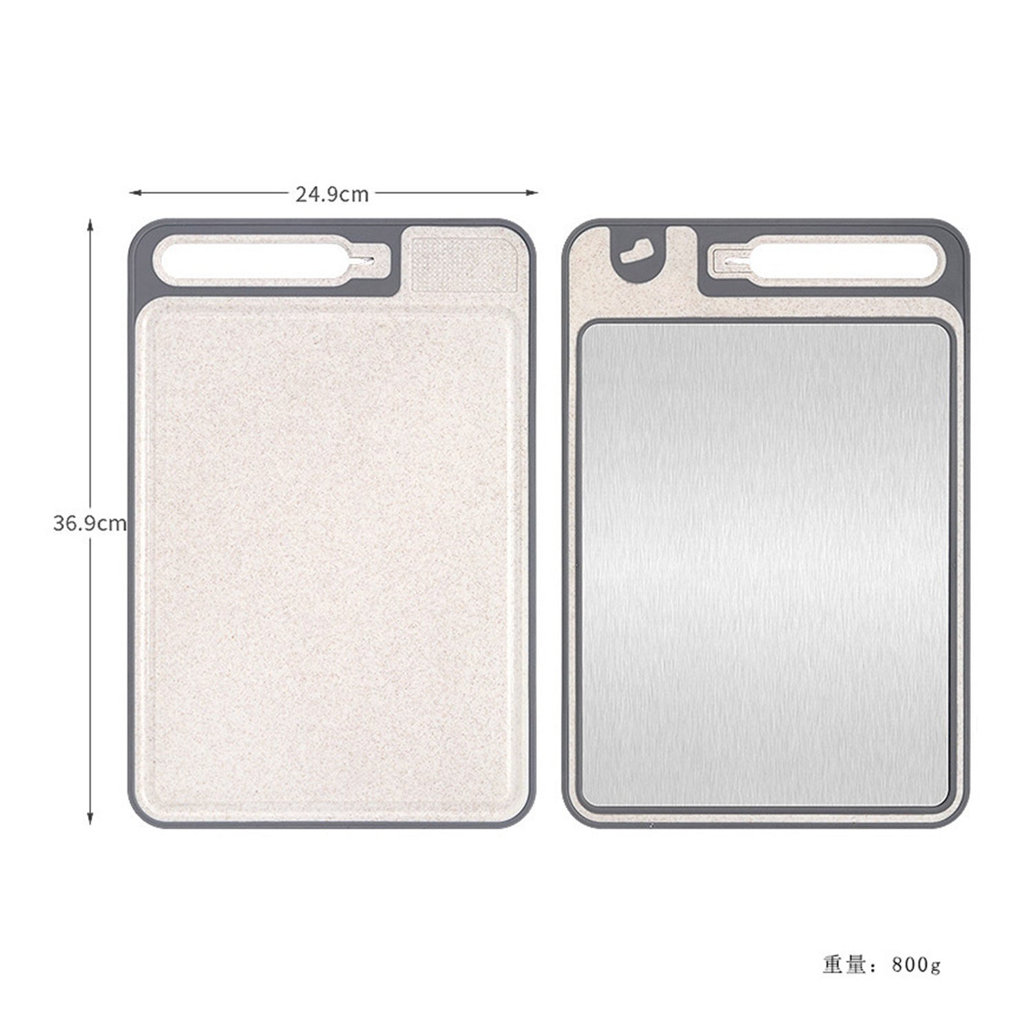 stainless steel chopping board antibacterial and mildew-proof household double-sided wheat straw with knife sharpener brick and stone pattern cutting board