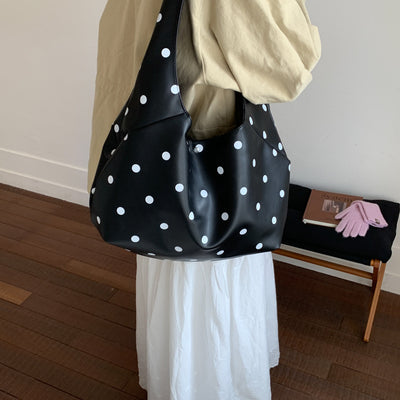 2025 new korean style ins polka dot shoulder bag - large capacity, fashionable, minimalist, versatile crossbody bag for commuting women