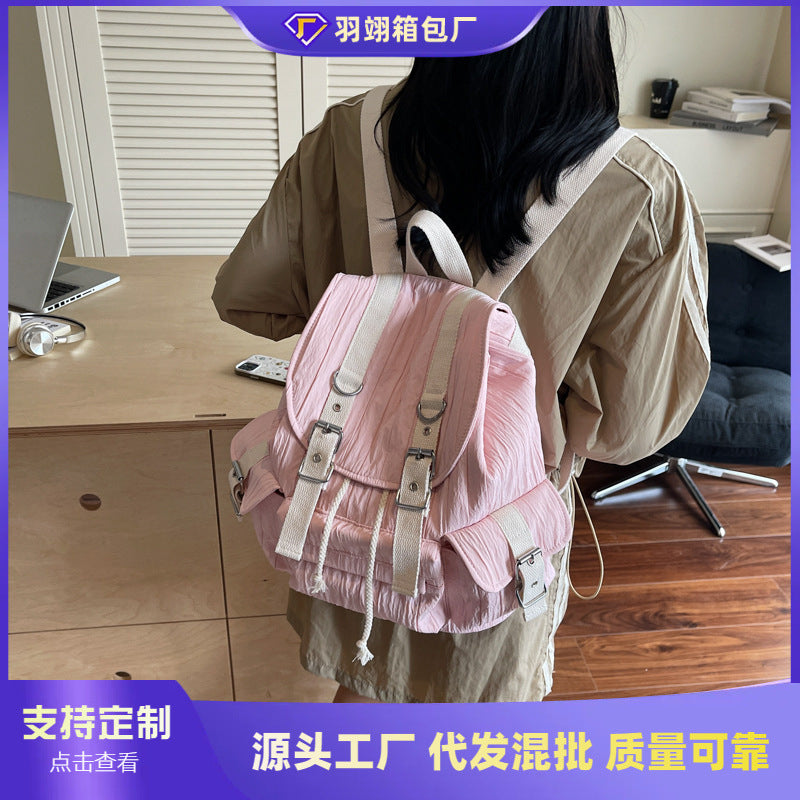 Cross-border backpack women's large-capacity casual versatile lazy style student class schoolbag fashionable lightweight travel backpack