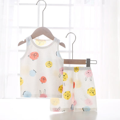 Baby tank top set - summer lightweight pure cotton sleeveless loungewear shorts - unisex kids' pajamas & summer outfit