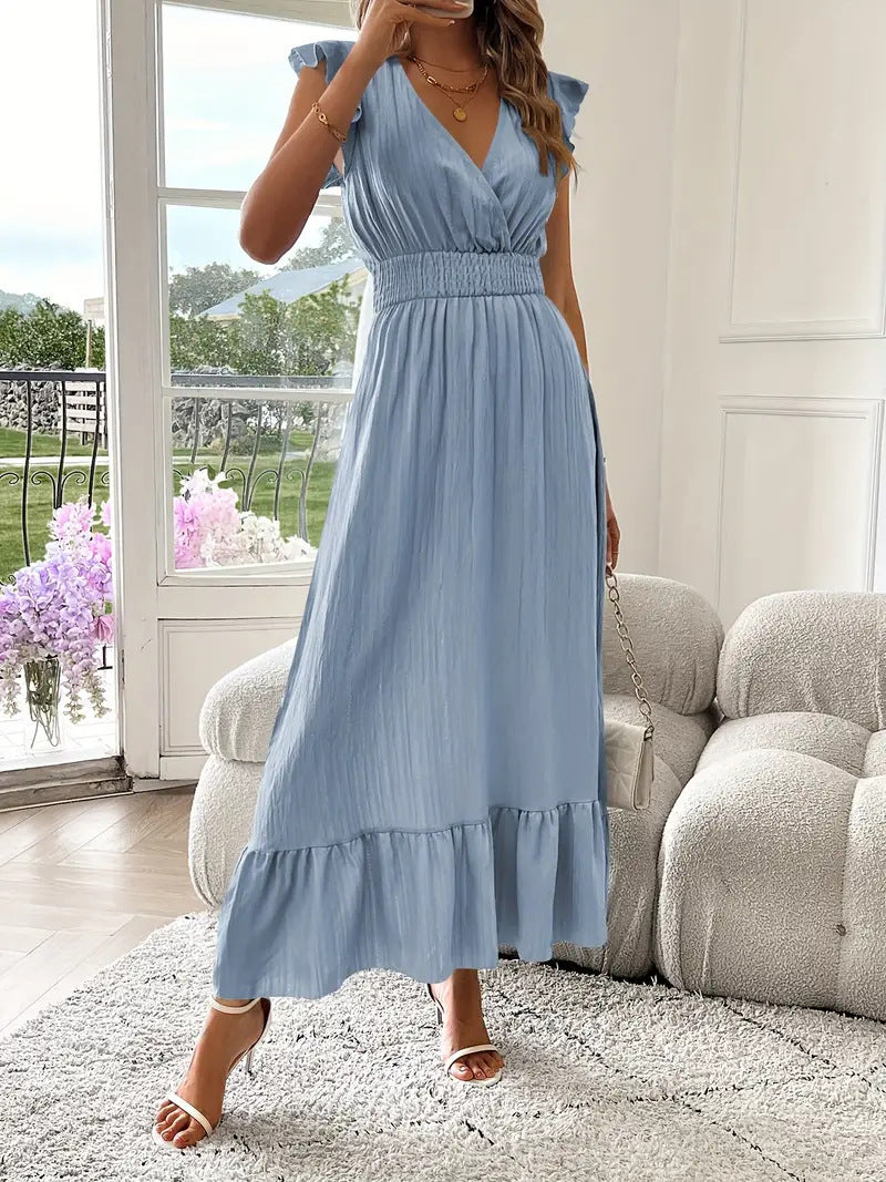 Spot 2025 European and American   new women's clothing long summer short-sleeved dress independent station