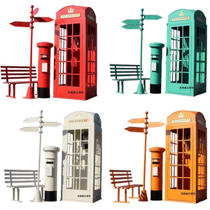 Retro iron telephone booth mailbox street sign bench popular store decoration floor-standing ornaments photography props model