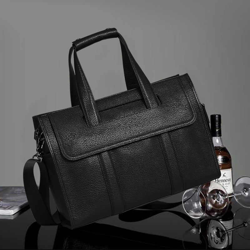 New men's bag genuine leather men's handbag cowhide computer bag 15.6 inch business large-capacity briefcase messenger bag