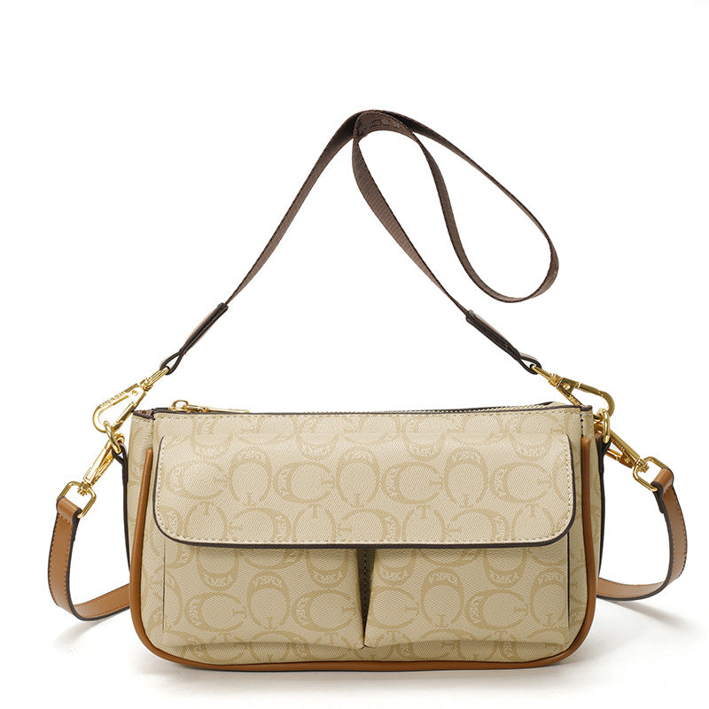 Cross-border small bag women's 2025 new Korean version of casual baguette mahjong fashion niche small square bag shoulder messenger bag