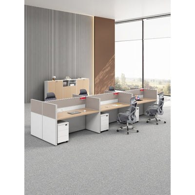 Staff office desk and chair set - minimalist modern office furniture, workstation computer desk, employee desk with partition