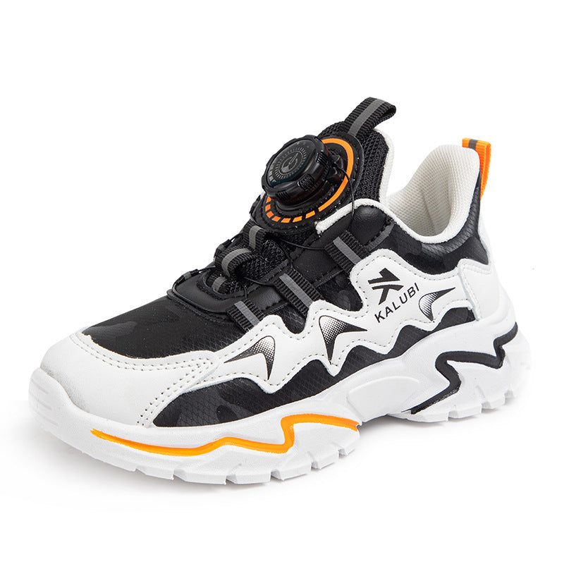 Girls shoes leather Internet celebrities spinning buttons middle older boys handsome running shoes spring autumn winter dad shoes versatile