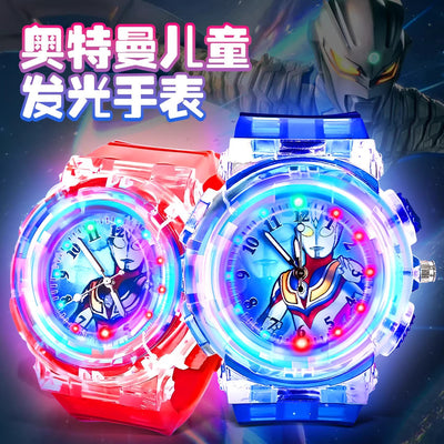 Ultraman watch kids toy boys cartoon luminous electronic watch 3-6 years old children mancero birthday gift